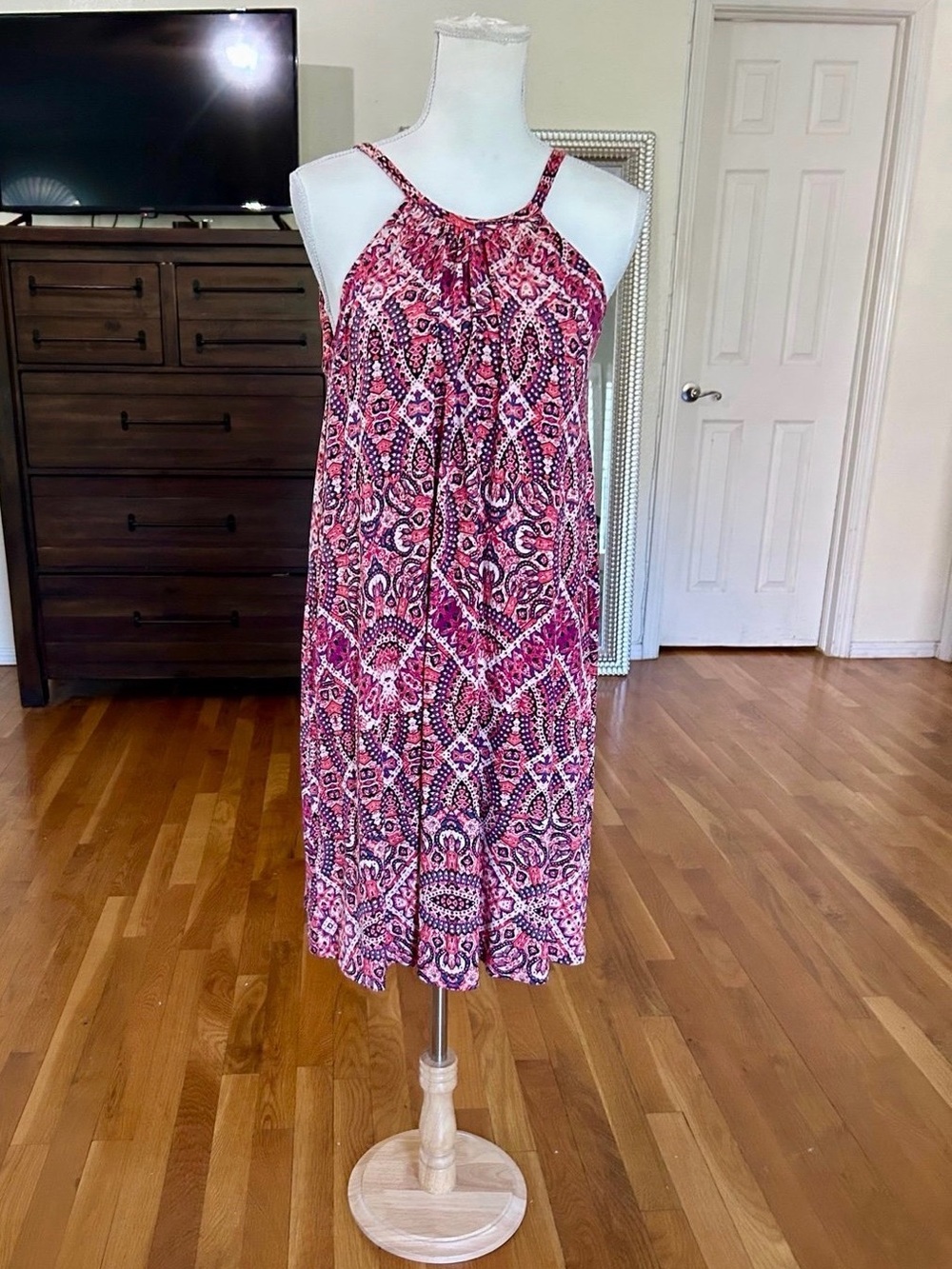 Cynthia Rowley Halter Knee Length Print Dress Size Small